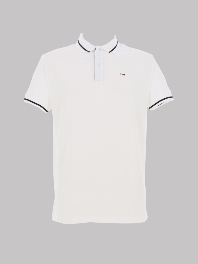 Polo regular tipping blanc homme - Tommy Jeans