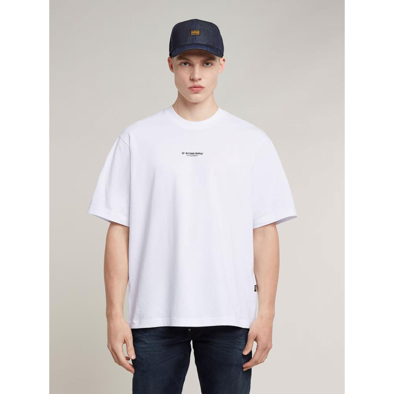 T-shirt loose logo centré blanc homme - G Star