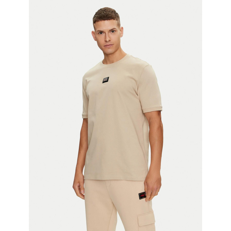 T-shirt uni diragolono beige homme - Hugo