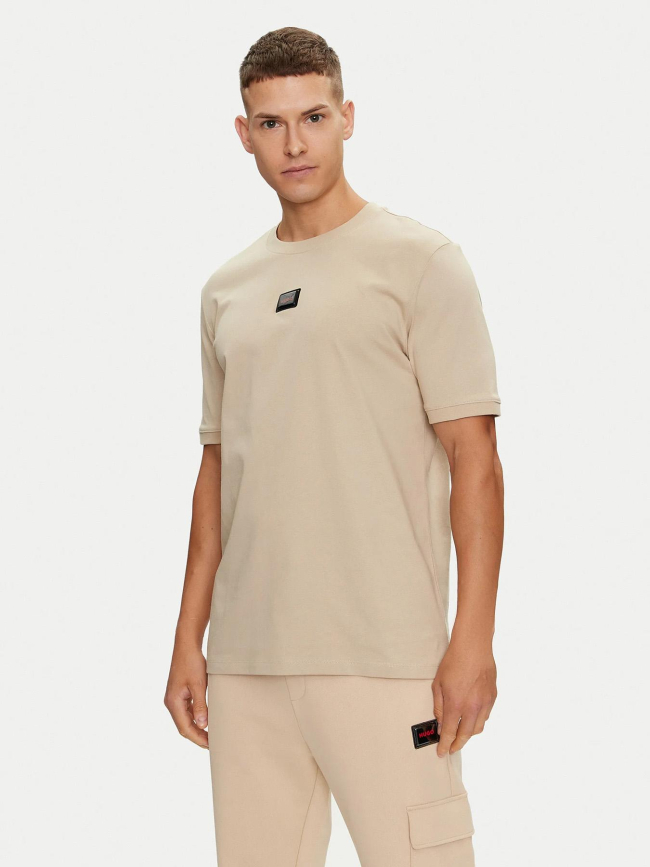 T-shirt uni diragolono beige homme - Hugo