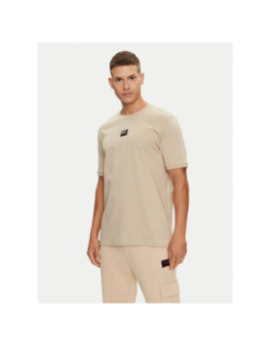 T-shirt uni diragolono beige homme - Hugo