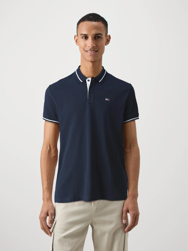 Polo regular tipping bleu marine homme - Tommy Jeans