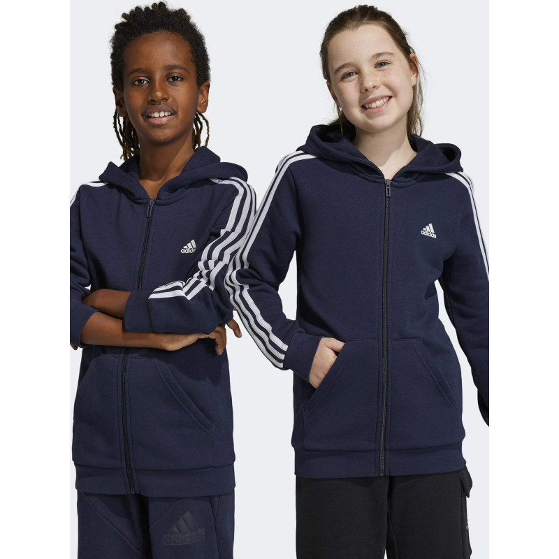 Sweat à capuche zipé bleu marine enfant - Adidas