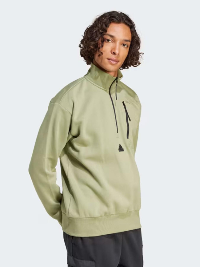 Sweat col zippé vert homme - Adidas