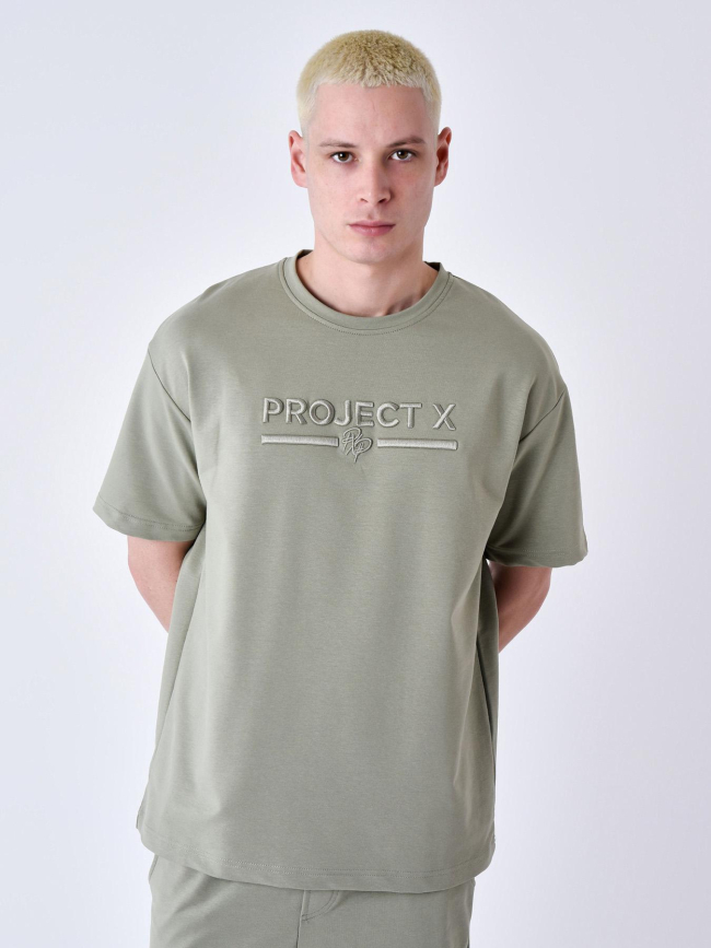 T-shirt logo brodé kaki homme - Project X Paris