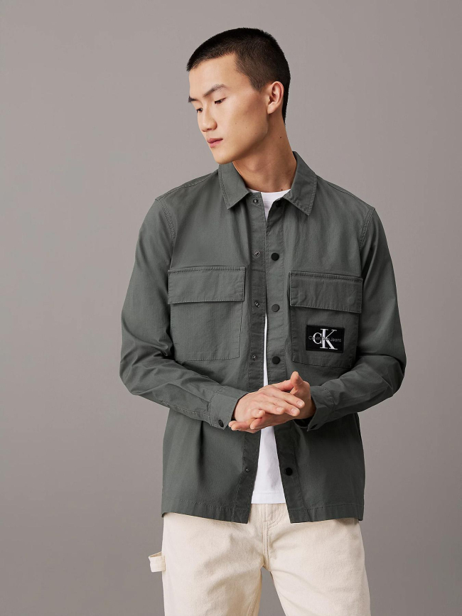 Chemise cargo overshirt gris homme - Calvin Klein Jeans