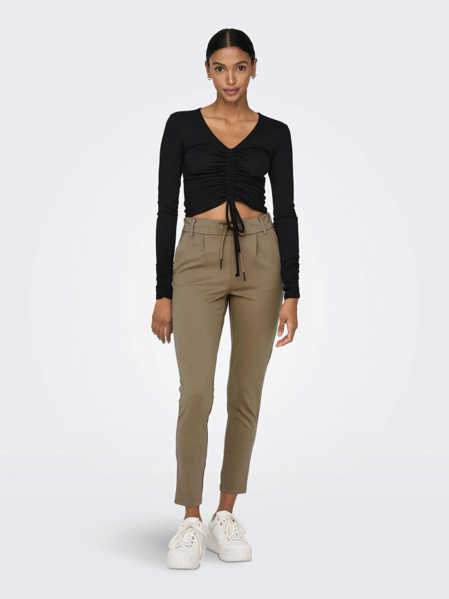 Pantalon pop trash life easy beige femme - Only