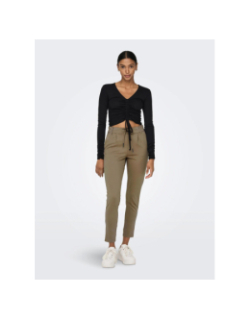 Pantalon pop trash life easy beige femme - Only