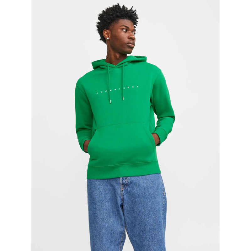 Sweat à capuche star basic uni vert homme - Jack & Jones