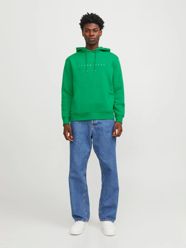 Sweat à capuche star basic uni vert homme - Jack & Jones