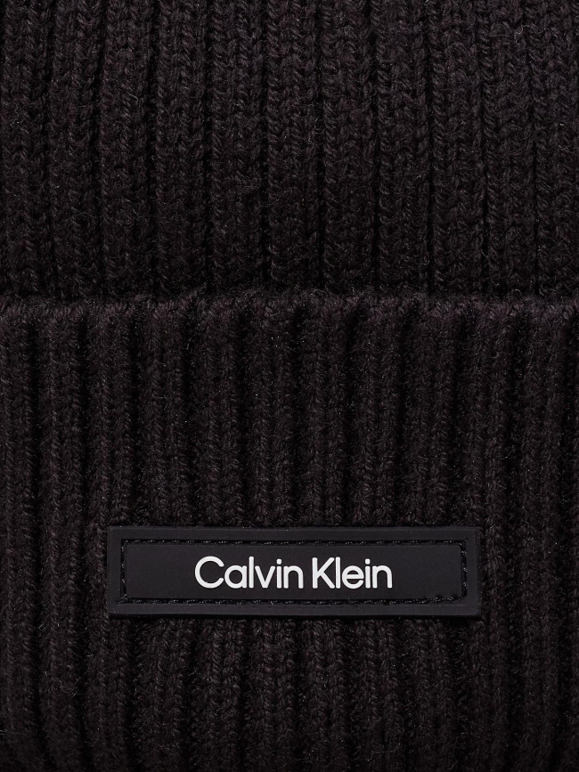 Bonnet uni côtelé noir - Calvin Klein