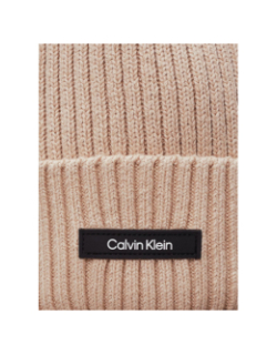 Bonnet uni côtelé beige - Calvin Klein