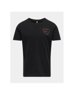 T-shirt beate life amour noir fille - Only