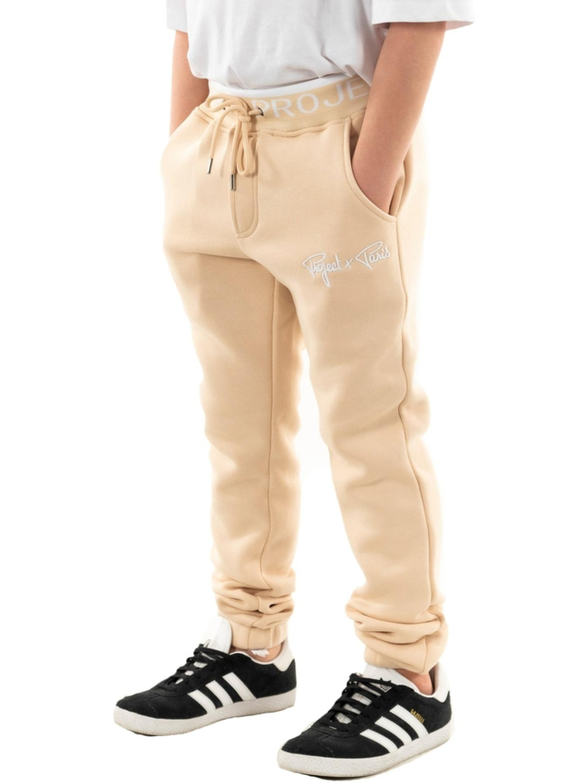 Jogging uni logo brodé beige enfant - Project X Paris