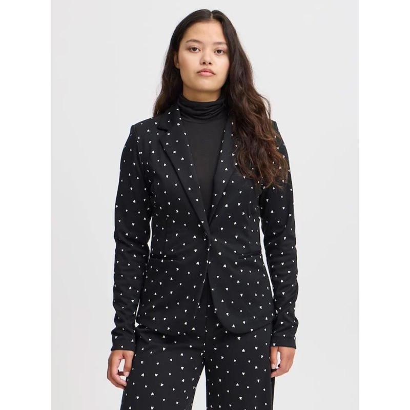 Veste blazer imprimés cœur kate noir femme - Ichi