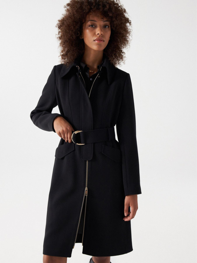 Trench coat zippé uni noir femme - Salsa