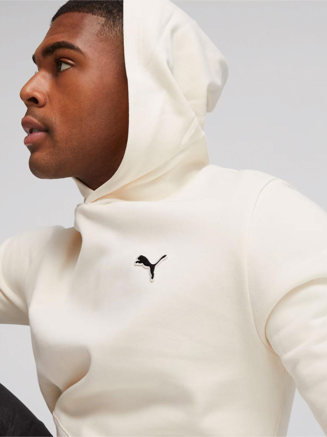 Sweat à capuche uni logo btr écru homme - Puma