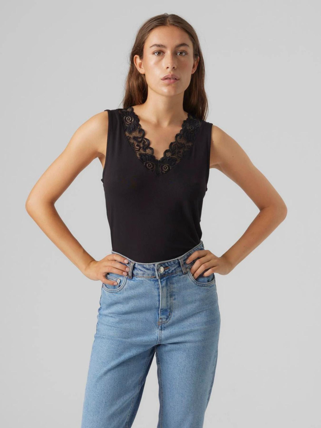 Débardeur col v dentelle rosa noir femme - Vero Moda