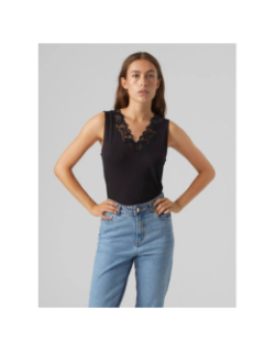 Débardeur col v dentelle rosa noir femme - Vero Moda