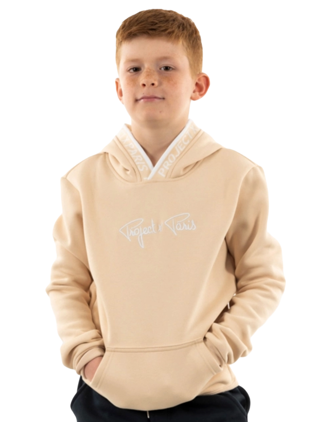 Sweat à capuche logo beige enfant - Project X Paris