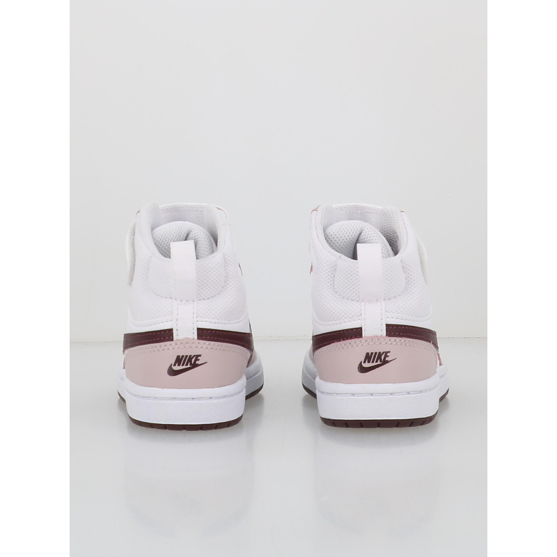 Baskets montantes court borough blanc rose enfant Nike