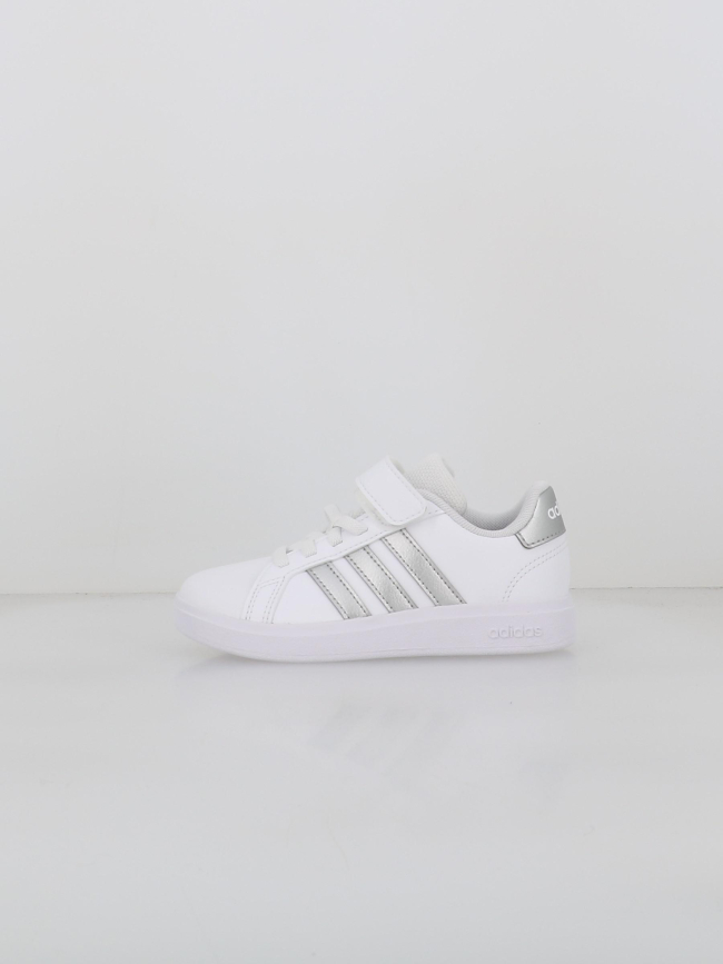 Baskets à scratch grand court 2.0 el blanc argent enfant - Adidas