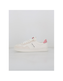 Baskets en cuir court blanc rose femme - Tommy Jeans