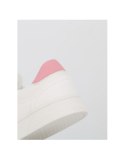 Baskets en cuir court blanc rose femme - Tommy Jeans