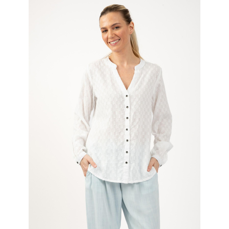 Chemise unie boutonnée blanc femme - Sun Valley