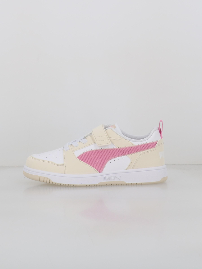 Baskets à scratch rebound ps blanc beige rose fille - Puma