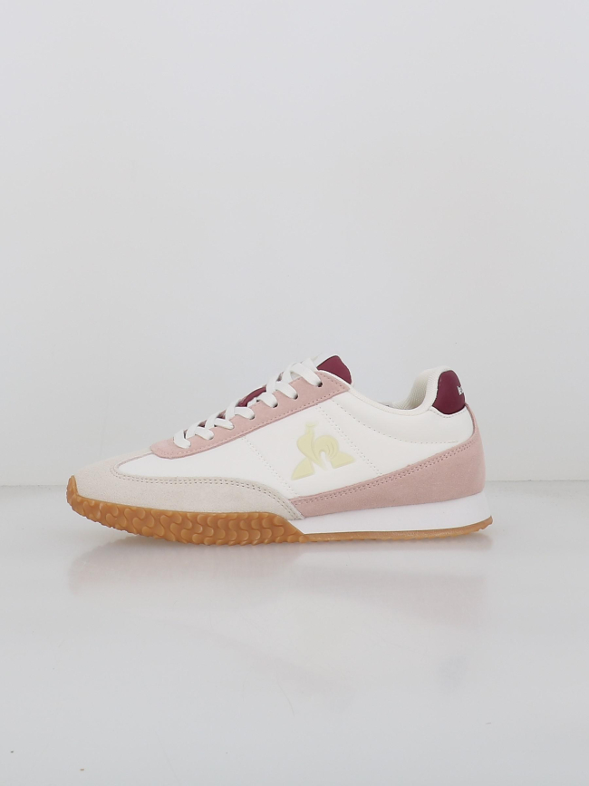 Baskets bi-matière veloce blanc rose femme - Le Coq Sportif