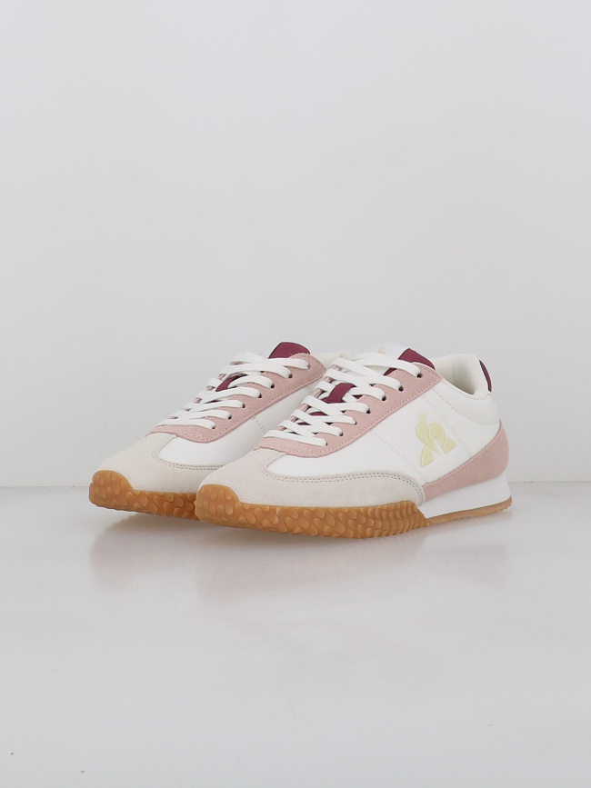 Baskets bi-matière veloce blanc rose femme - Le Coq Sportif