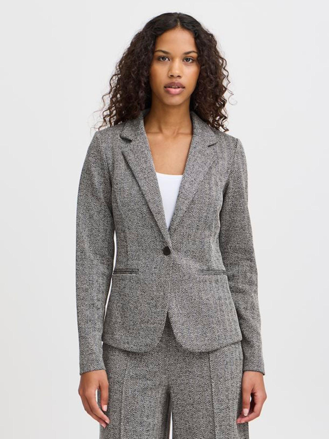 Veste blazer jacquard kate noir femme - Ichi