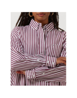 Chemise rayée oversize pinstripe bordeau femme - Tommy Jeans