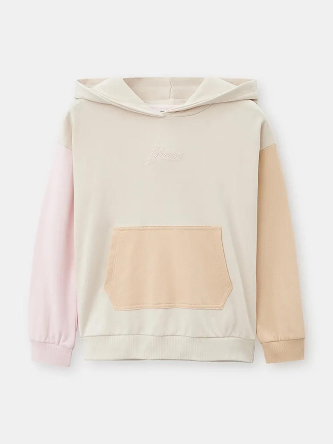 Sweat à capuche colorblock active rose beige fille - Guess