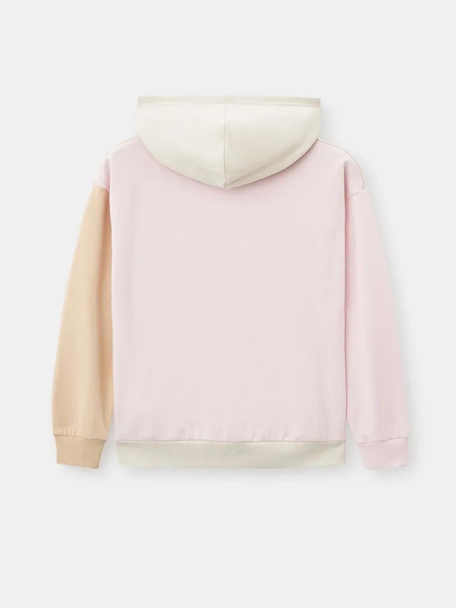 Sweat à capuche colorblock active rose beige fille - Guess