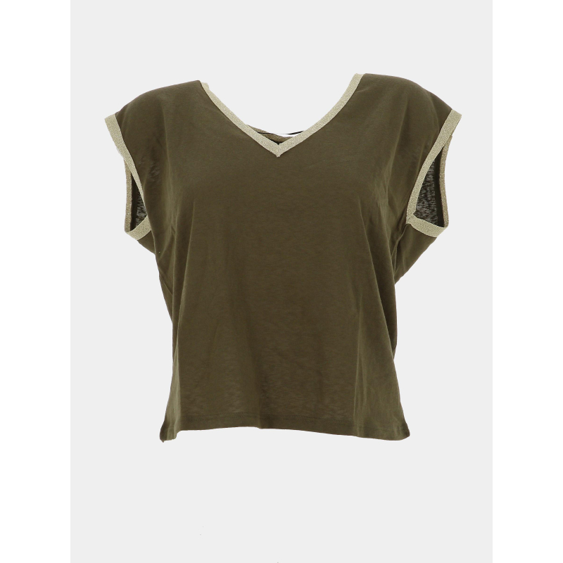 T-shirt col v doré maldora kaki femme - Vero Moda