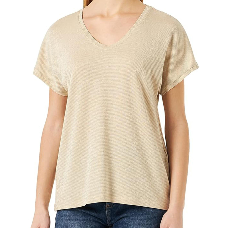 T-shirt rayé pailleté harrie beige femme - Only