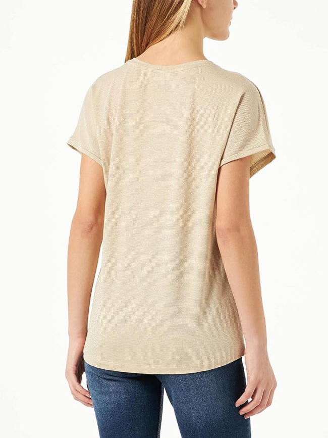 T-shirt rayé pailleté harrie beige femme - Only