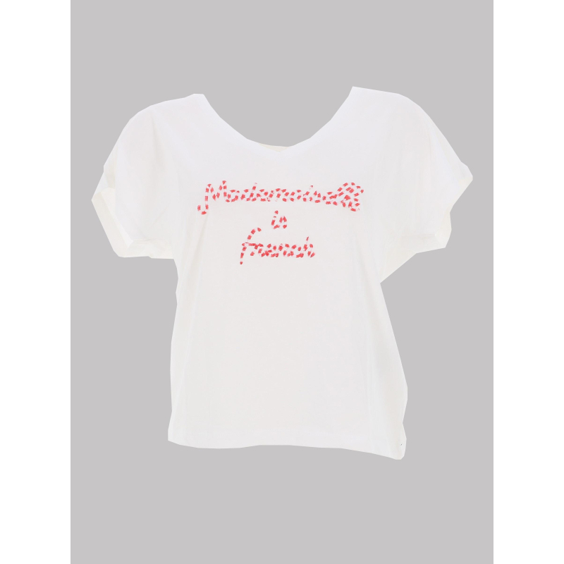 T-shirt col v winnie life message blanc femme - Only