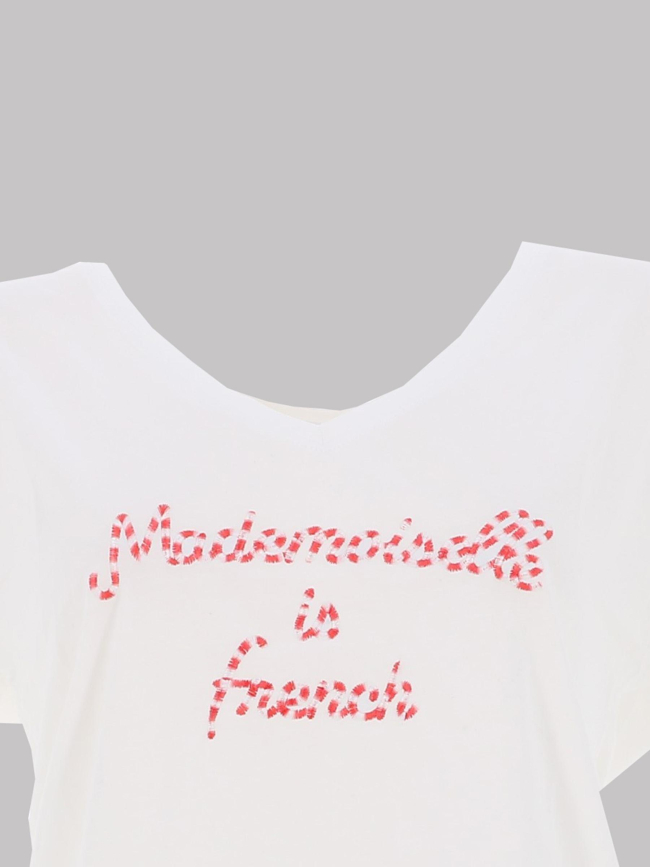 T-shirt col v winnie life message blanc femme - Only