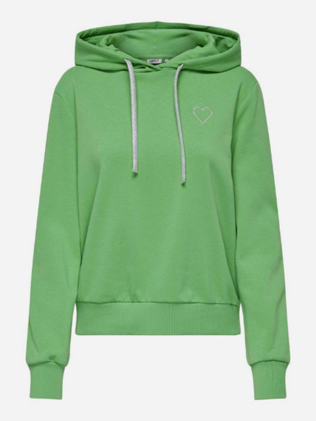 Sweat à capuche cœur noli vert femme - Only