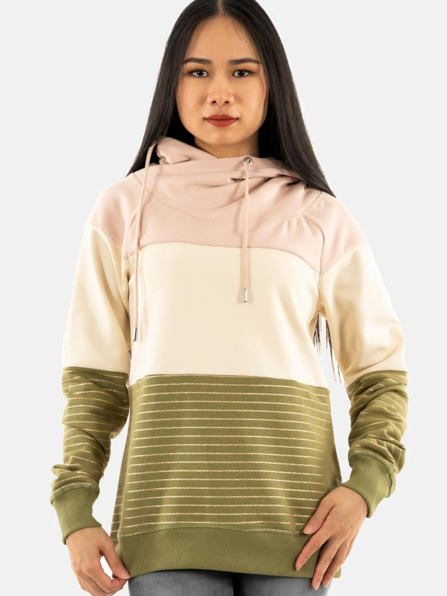 Sweat à capuche colorblock maddie vert rose femme - Only