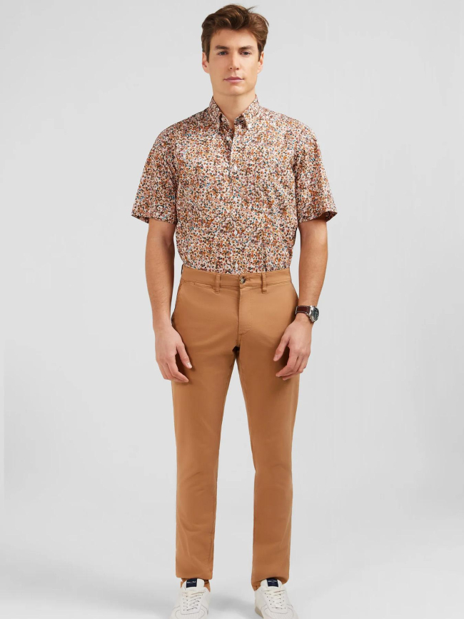 Pantalon chino slim amrron noisette homme - Eden Park