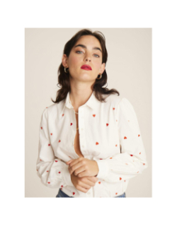 Chemise cœur brodé sanaz blanc femme - Ichi