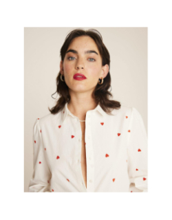 Chemise cœur brodé sanaz blanc femme - Ichi