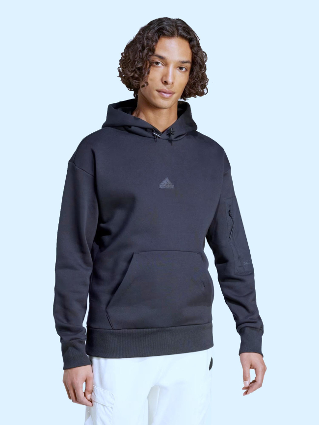 Sweat à capuche molleton city escape noir homme - Adidas