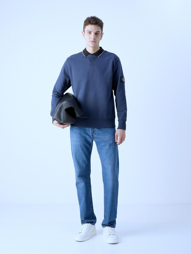 Pull badge crewneck bleu marine homme - Calvin Klein Jeans