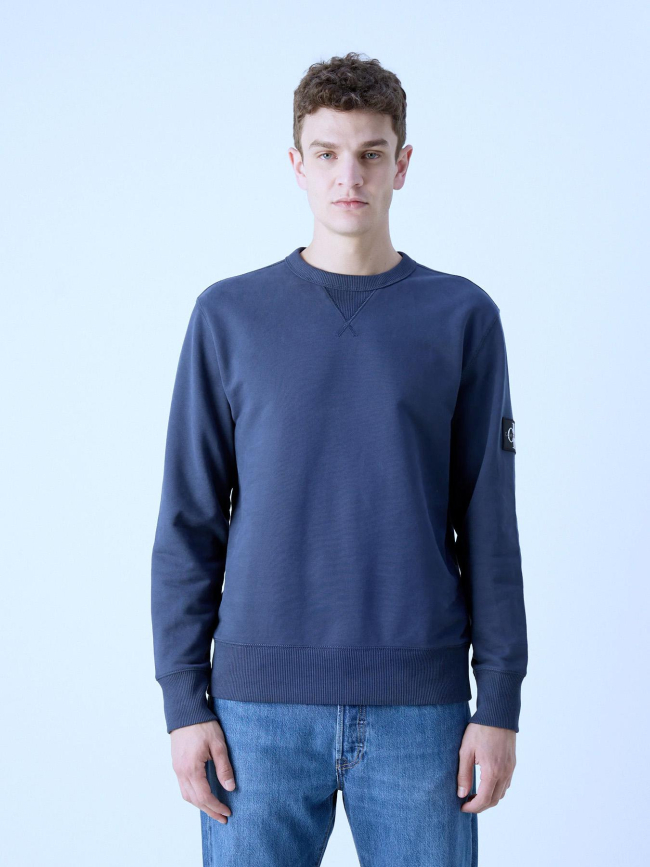 Pull badge crewneck bleu marine homme - Calvin Klein Jeans