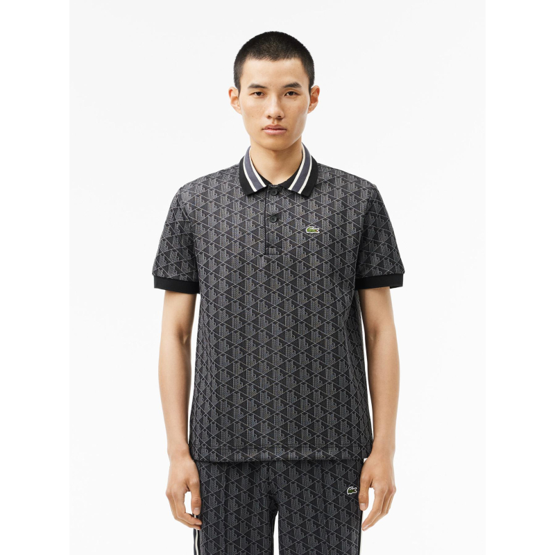 Polo classic fit jacquard monogramme noir homme - Lacoste